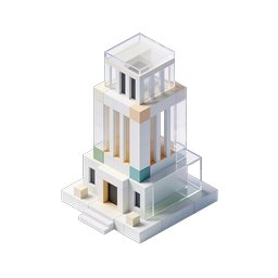 Modern Isometric Building Icon - Minimalist 3D Architecture