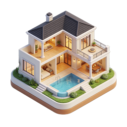 Modern Luxury Villa with Pool - 3D Isometric Icon