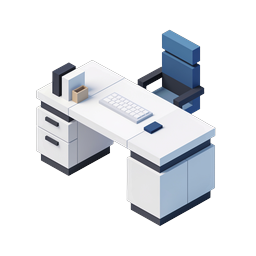 Modern Office Desk Isometric Icon - Workspace Setup
