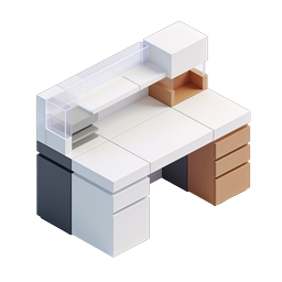 Modern Office Desk Isometric 3D Icon