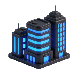 Modern Skyscraper City Icon - Futuristic 3D Buildings