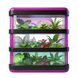 Modern Stacked LED Terrarium with Tropical Plants