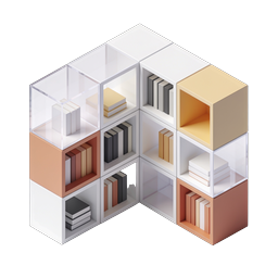 Modern Modular Cube Bookshelf Icon | 3D Isometric Storage