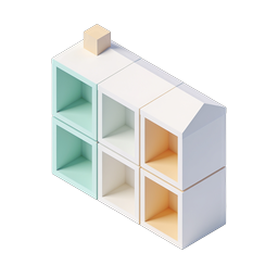 Modular Cube Shelf Isometric 3D Icon for Home Design