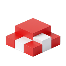 Isometric Modular Cube Stack Icon | 3D Red Blocks