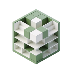 Isometric Modular Shelf Cube Icon - Green & White