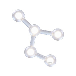 3D Molecular Network Icon | Glossy Glass Connection Symbol