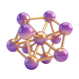 Purple Gold Molecular Structure 3D Icon