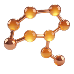3D Molecular Structure Icon - Glossy Amber Atoms