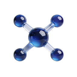 3D Blue Molecule Structure Icon | Science & Chemistry