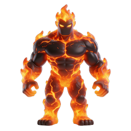 Icône de golem de feu fondu - design de personnage fantastique 3D