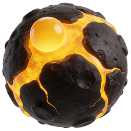 Molten Lava Rock Sphere Icon - Realistic 3D Volcanic