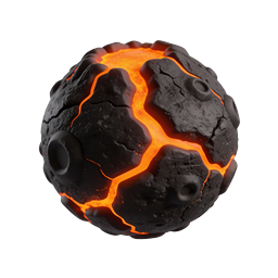 Molten Lava Sphere Icon - Realistic 3D Volcanic Rock