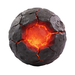 Molten Lava Sphere Icon - Volcanic Magma Rock