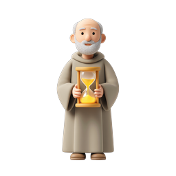 Weiser Mönch mit Sanduhr 3D-Icon