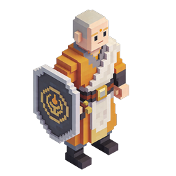 Pixel Art Monk Warrior with Dragon Shield Icon