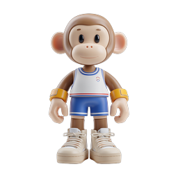 Cute 3D Monkey Athlete Character Icon