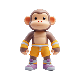 Cute 3D Monkey Boxer Character Icon - Sporty Mascot