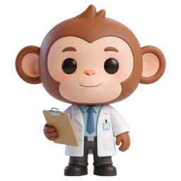 Cute Monkey Doctor 3D Character Icon | Medical Mascot