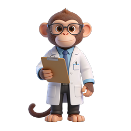 Playful Monkey Doctor Icon for Medical Education