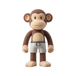 Adorable 3D Monkey Toy Character Icon