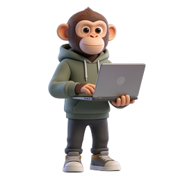 Playful Monkey Working on Laptop Icon