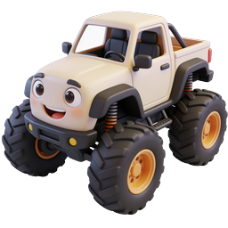 Süßes Cartoon-Monster-Truck 3D Clay Icon