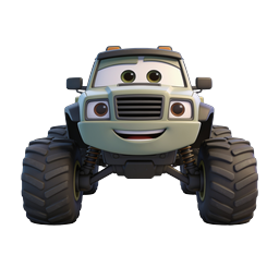 Cute Cartoon Monster Truck Character Icon - 3D Render