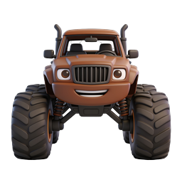 Cartoon Monster Truck 3D Icon | Friendly Brown Off-Road Vehicle
