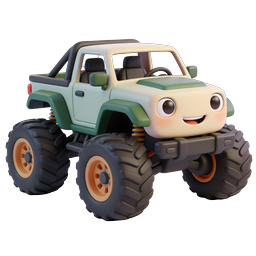 Cute Cartoon Monster Truck 3D Icon