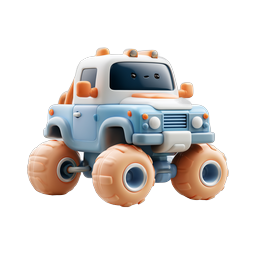Cute Monster Truck Toy Icon - 3D Clay Style
