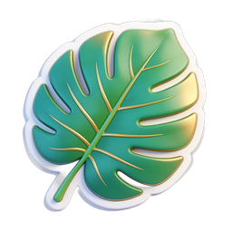 Premium 3D Monstera Leaf Icon with Gold Accents