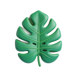 Monstera Leaf Icon - Tropical Plant 3D Render
