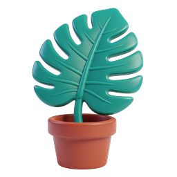 Monstera Plant in Pot - 3D Botanical Icon