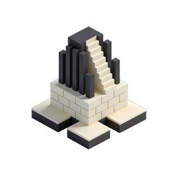 Isometric Monument with Stairs 3D Icon