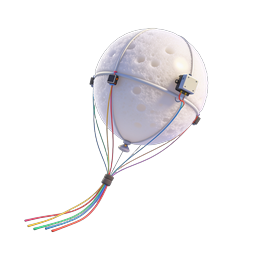 Moon Balloon Tech Icon - 3D Lunar Sphere Design