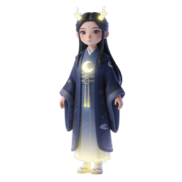 神秘的な月の鹿少女 3Dキャラクターアイコン