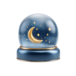 Moon and Stars Snow Globe Icon - 3D Celestial Design