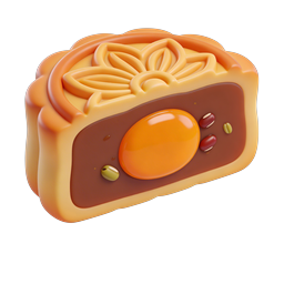 Traditional Mooncake 3D Icon - Chinese Pastry Design