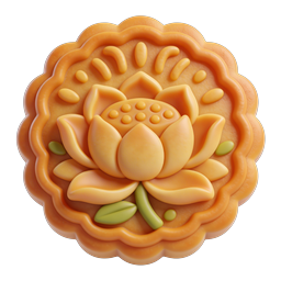 Traditional Mooncake Pastry Icon - 3D Rendered Festival Dessert