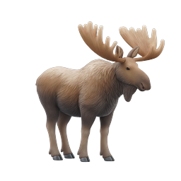 3D Moose Animal Icon - Majestic Bull Moose with Antlers