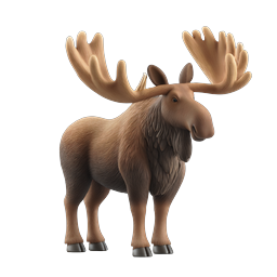 Realistic 3D Moose Icon - Wildlife Animal Illustration