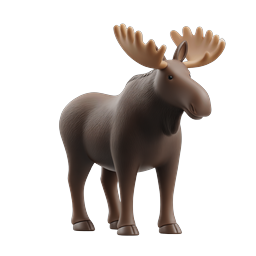 Friendly 3D Moose Character Icon - Wildlife Nature Design