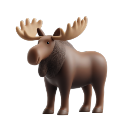 3D Moose Character Icon - Cute Wildlife Animal