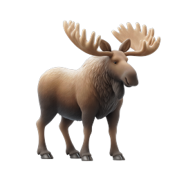 Realistic 3D Moose Icon with Detailed Antlers