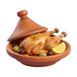 Moroccan Tagine Chicken Dish - 3D Clay Icon