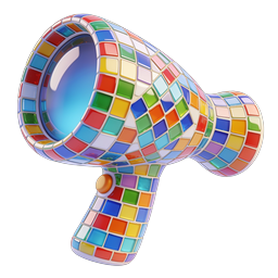 Colorful Mosaic Megaphone 3D Icon for Announcements