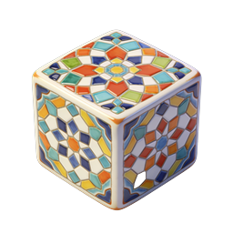 Colorful Mosaic 3D Cube Icon - Decorative Tile Pattern