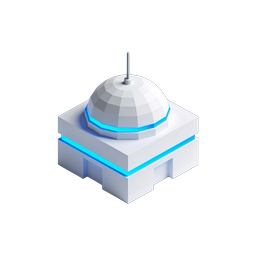Modern Mosque 3D Isometric Icon with Neon Accents