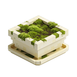 Moss Block Planter Isometric 3D Icon
